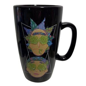 Rick & Morty Mug Black Ceramic Colorful Psychedelic Design 16 Oz Modern Gourmet